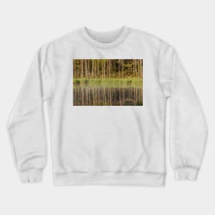 Forest reflecting to small lake at morning Crewneck Sweatshirt